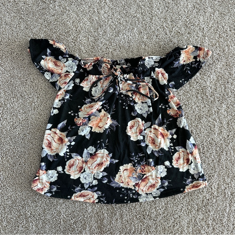 Francesca’s— Floral off shoulder top
